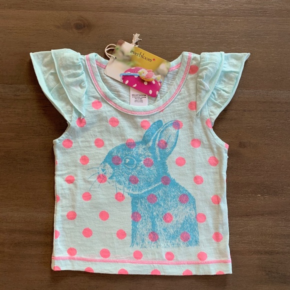 New Everbloom Girls Bunny Printed T-shirt - Picture 1 of 3